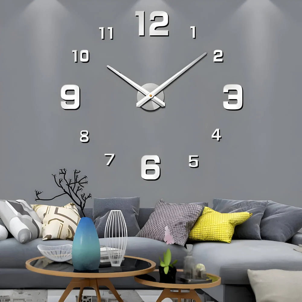 Wall Clock Adjustable Size Silent Quartz 3D Acrylic Self-Adhesive