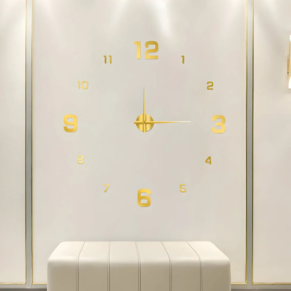Wall Clock Adjustable Size Silent Quartz 3D Acrylic Self-Adhesive
