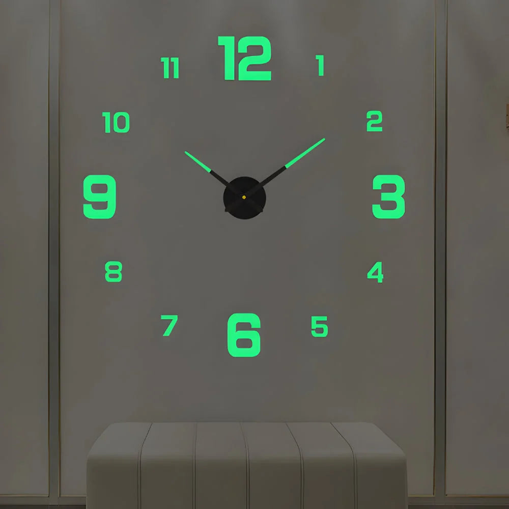 Wall Clock Adjustable Size Silent Quartz 3D Acrylic Self-Adhesive