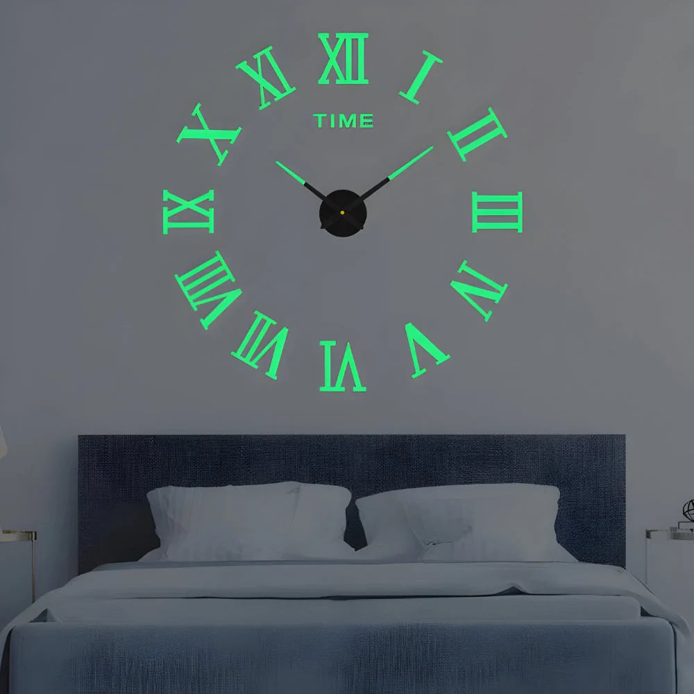 Wall Clock Adjustable Size Silent Quartz 3D Acrylic Self-Adhesive