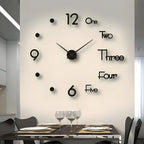Wall Clock Adjustable Size Silent Quartz 3D Acrylic Self-Adhesive