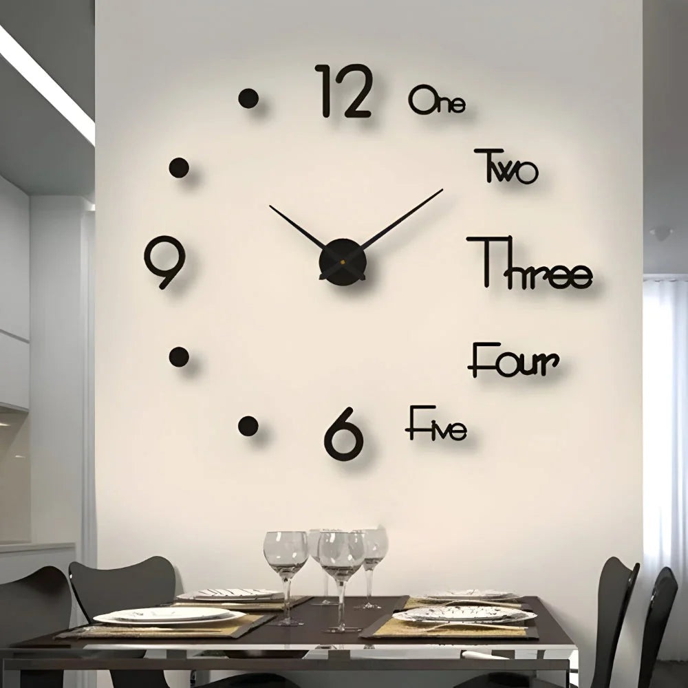Wall Clock Adjustable Size Silent Quartz 3D Acrylic Self-Adhesive