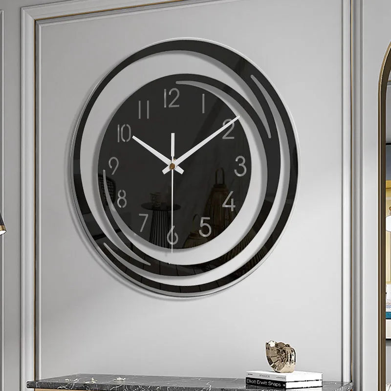 Wall Clock Black Acrylic Geometric Silent Movement