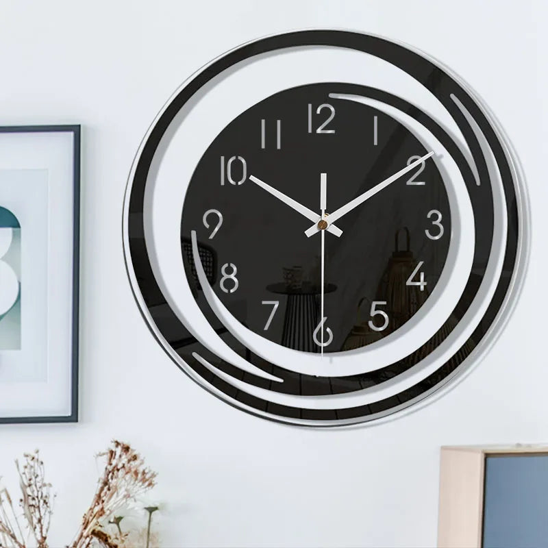 Wall Clock Black Acrylic Geometric Silent Movement