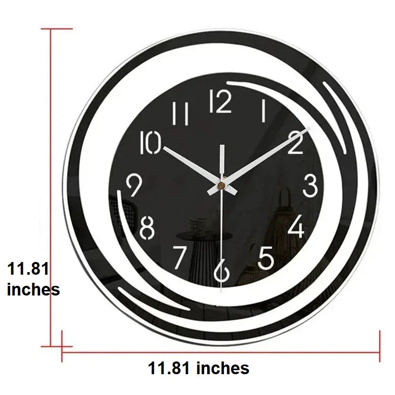 Wall Clock Black Acrylic Geometric Silent Movement