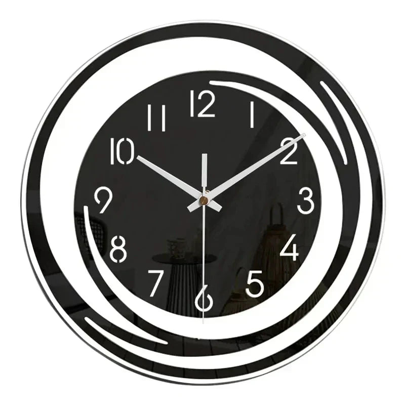 Wall Clock Black Acrylic Silent Movement