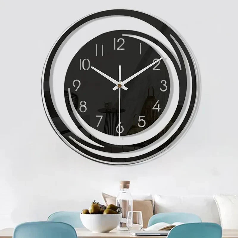 Wall Clock Black Acrylic Silent Movement