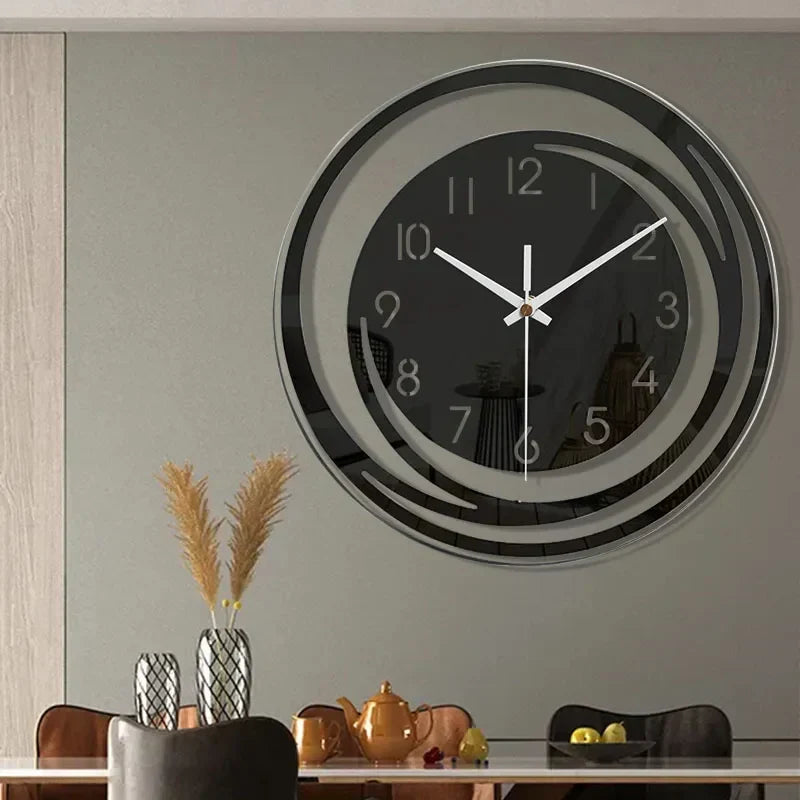 Wall Clock Black Acrylic Silent Movement