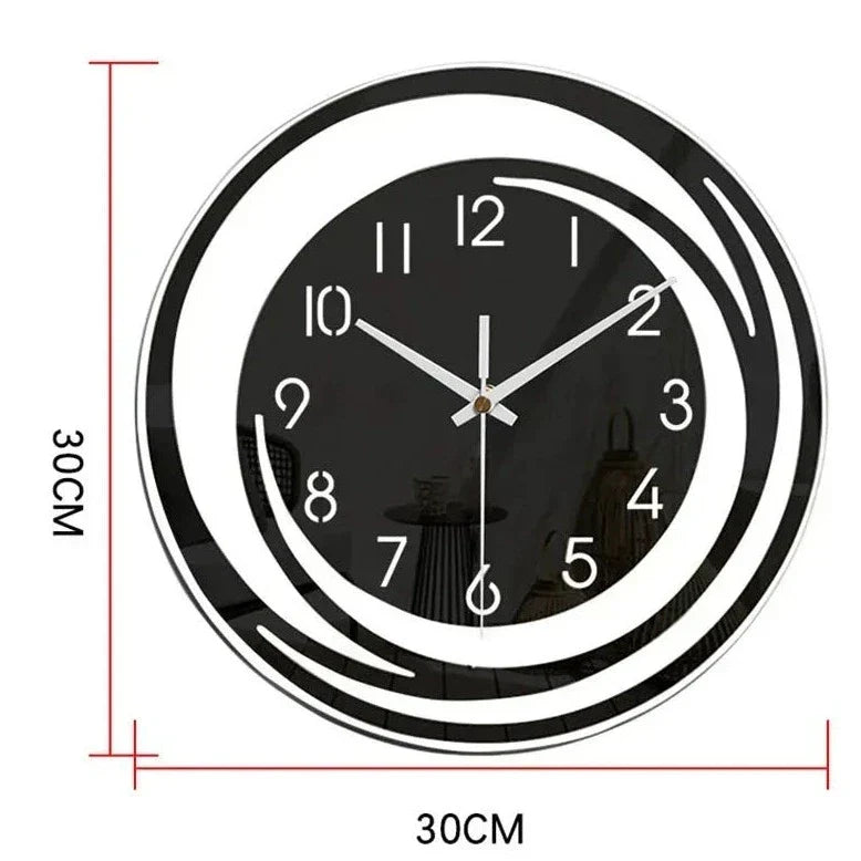 Wall Clock Black Acrylic Silent Movement