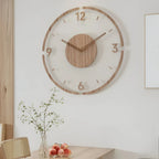Wall Clock Clear Acrylic & Wood Silent Quartz Movement