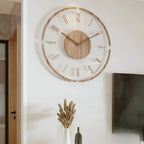 Wall Clock Clear Acrylic & Wood Silent Quartz Movement
