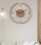 Wall Clock Clear Acrylic & Wood Silent Quartz Movement