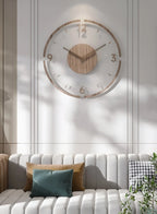 Wall Clock Clear Acrylic & Wood Silent Quartz Movement