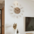 Wall Clock Clear Acrylic & Wood Silent Quartz Movement
