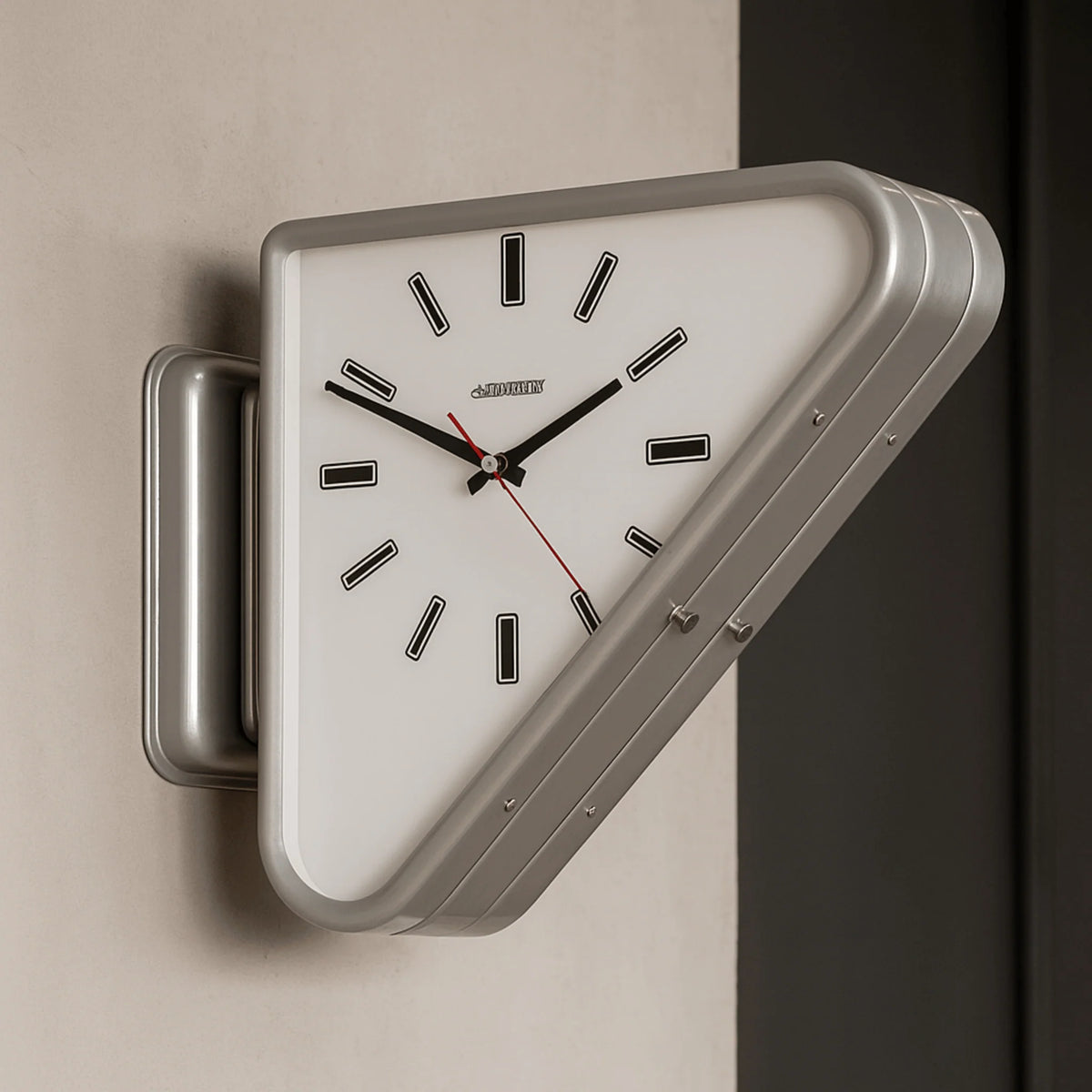 Wall Clock Dual-Sided Silent Movement Slanted Metal Frame