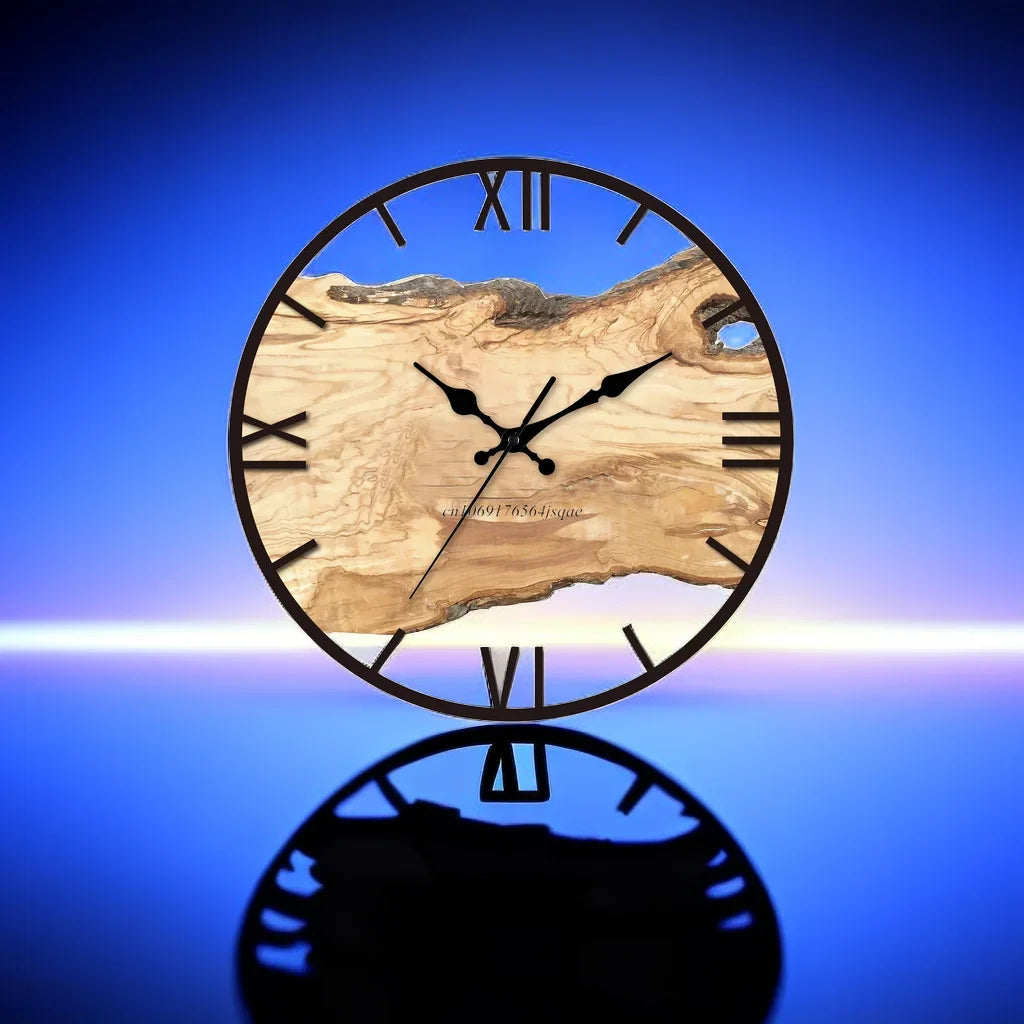 Wall Clock Epoxy Frame Wood Core Silent Movement