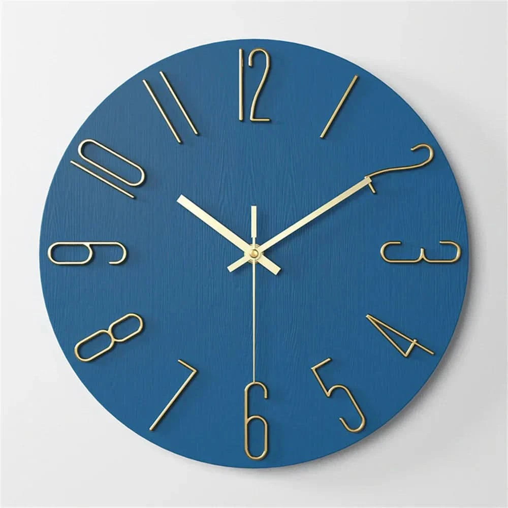 Wall Clock Frameless 3D Numerals Silent Quartz Movement