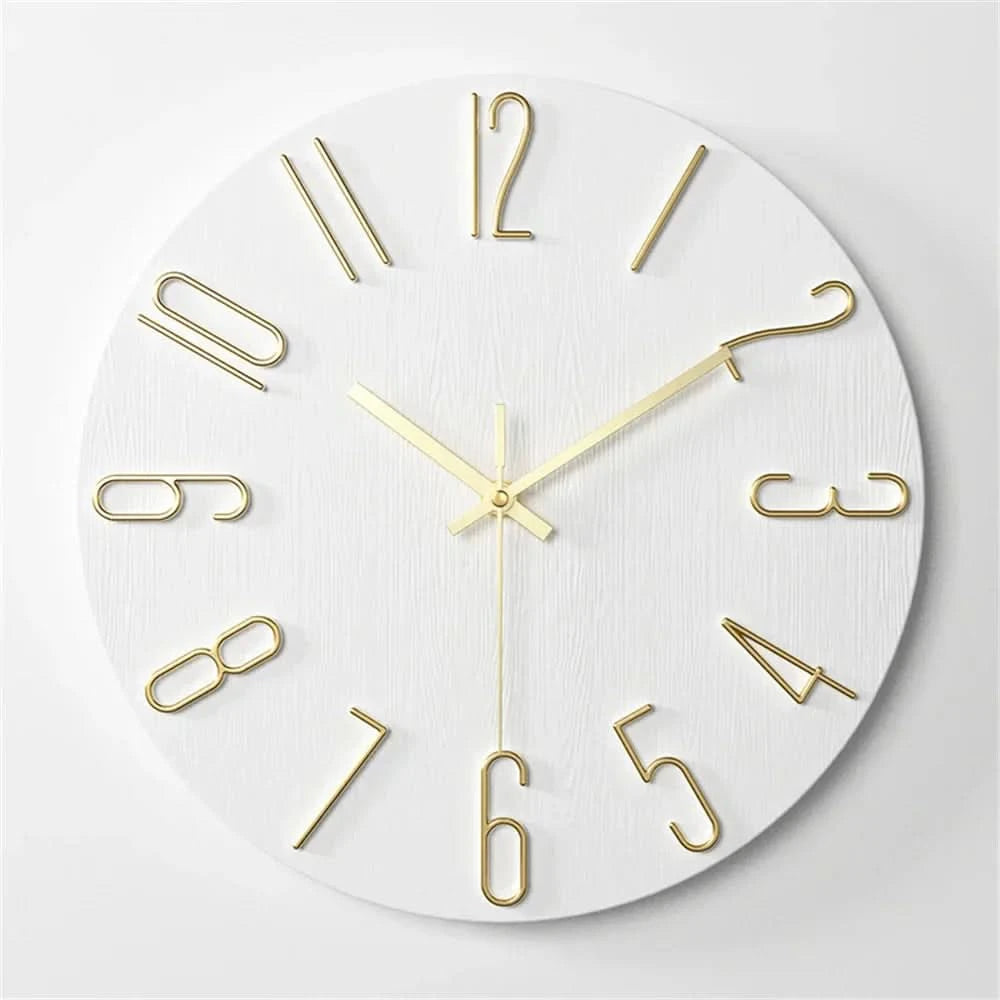 Wall Clock Frameless 3D Numerals Silent Quartz Movement