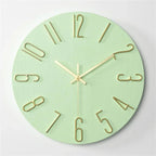 Wall Clock Frameless 3D Numerals Silent Quartz Movement