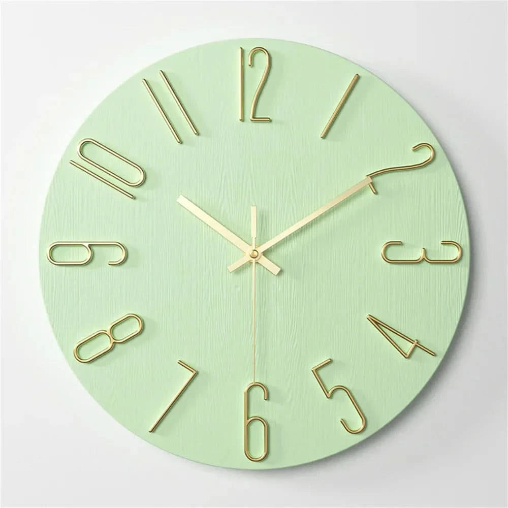 Wall Clock Frameless 3D Numerals Silent Quartz Movement