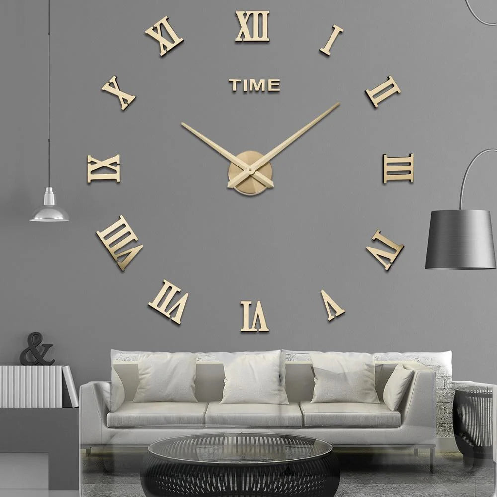 Wall Clock Geometric Mirror Finish & 3D Acrylic