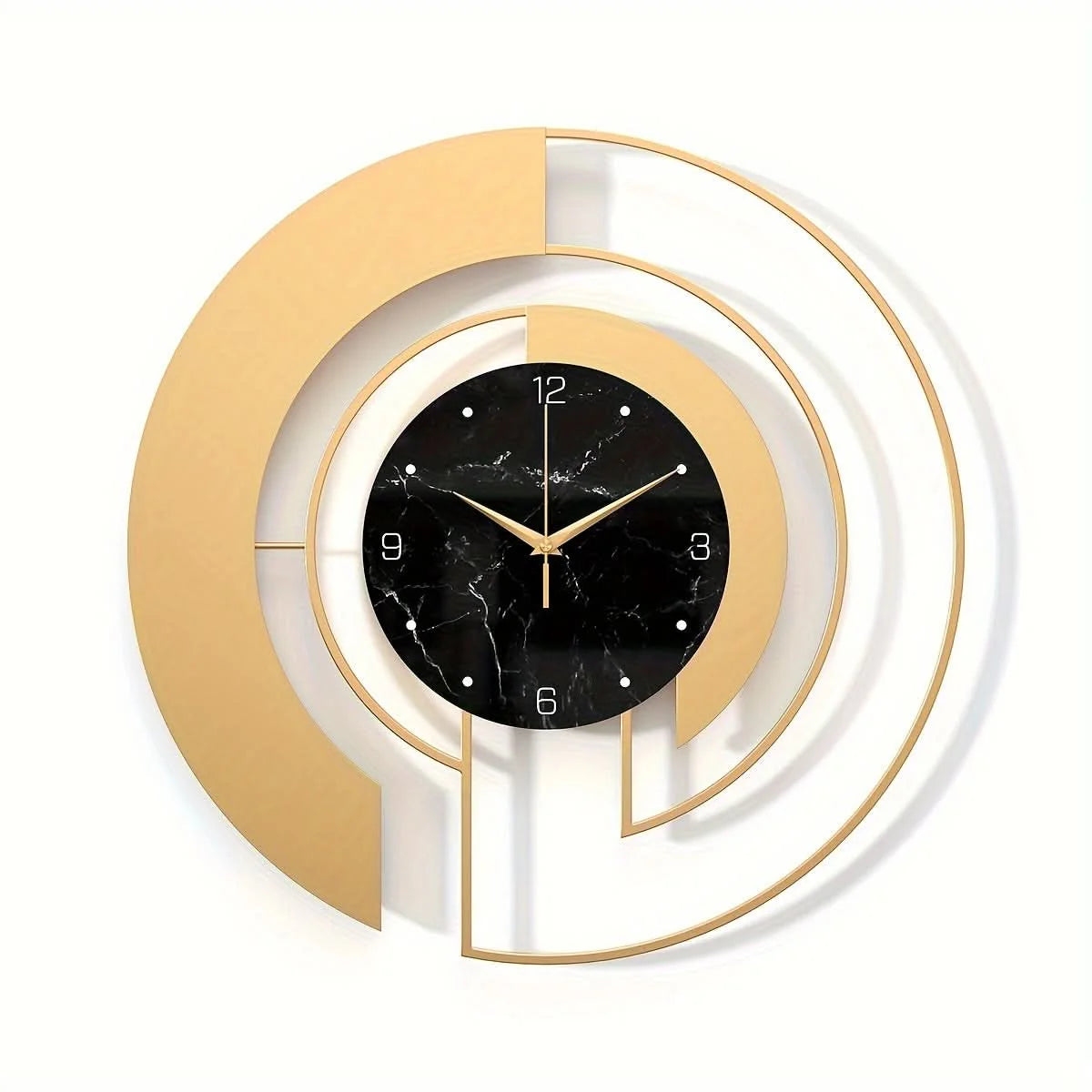 Wall Clock Golden Geometric Silent Movement