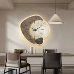 Wall Clock Handmade Natural Wood Silent Quartz LED Backlight