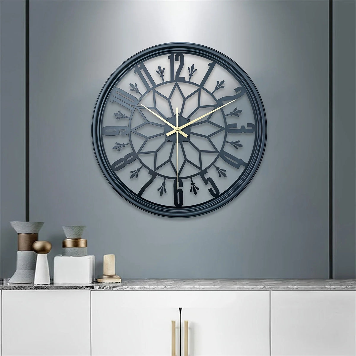 Wall Clock Industrial Metal Silent Quartz 30cm