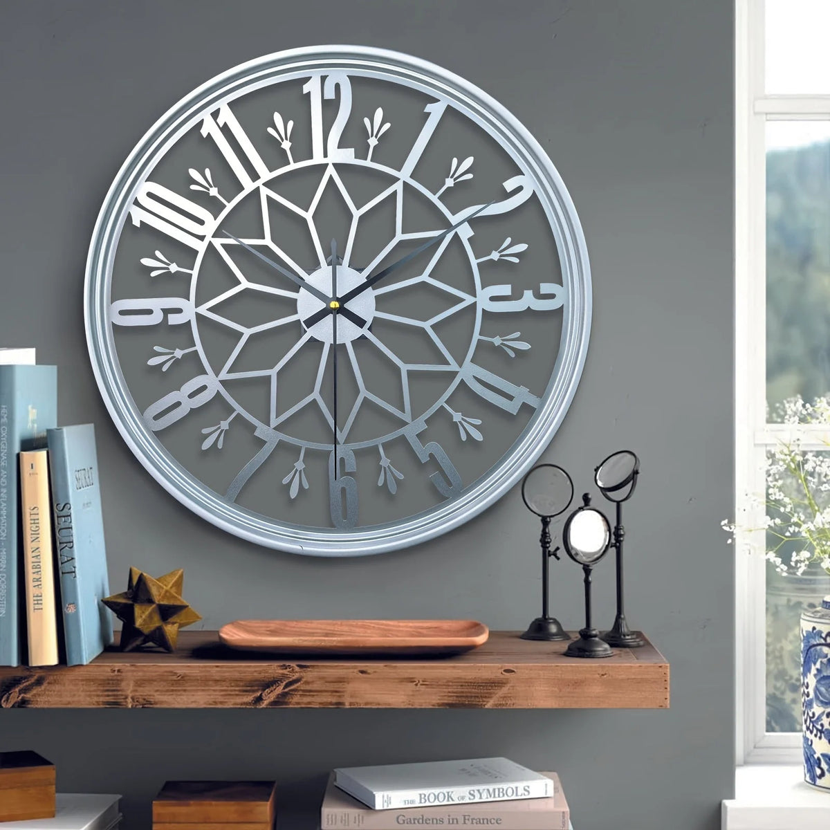Wall Clock Industrial Metal Silent Quartz 30cm