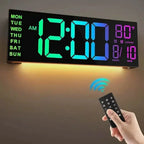 Wall Clock Large LED RGB Remote Control