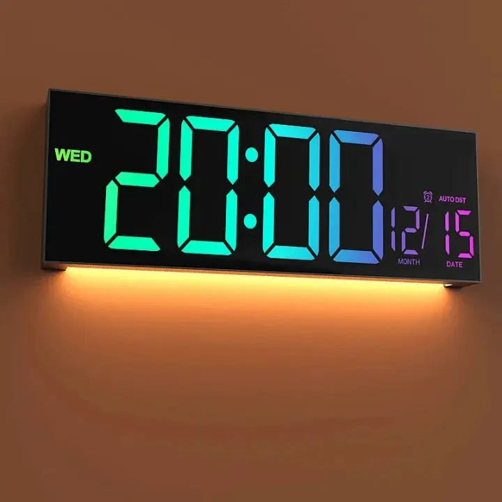 Wall Clock Large LED RGB Remote Control