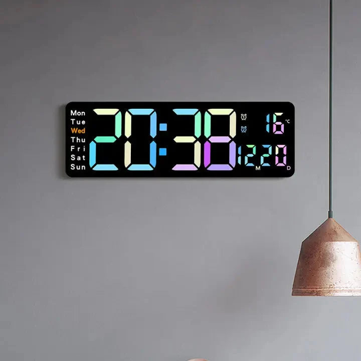 Wall Clock Large LED RGB Remote Control