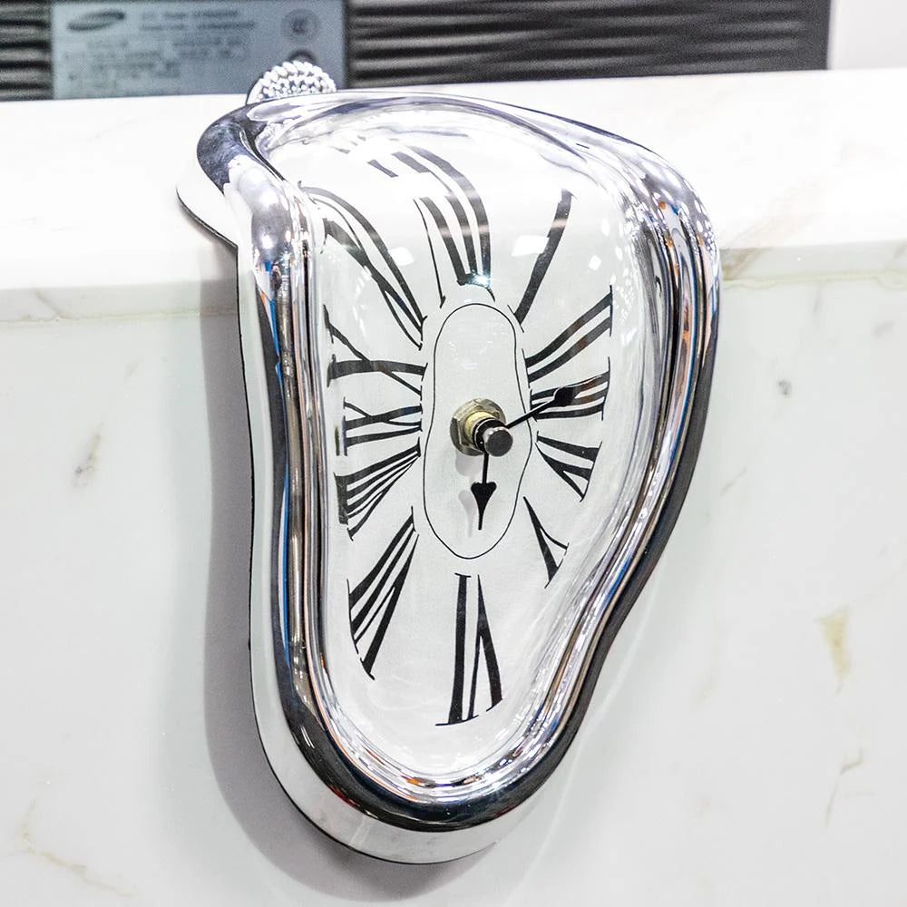 Wall Clock Melting Surreal Design Battery-Operated