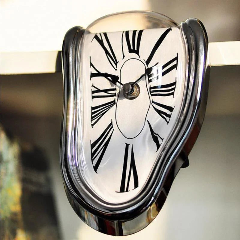 Wall Clock Melting Surreal Design Battery-Operated
