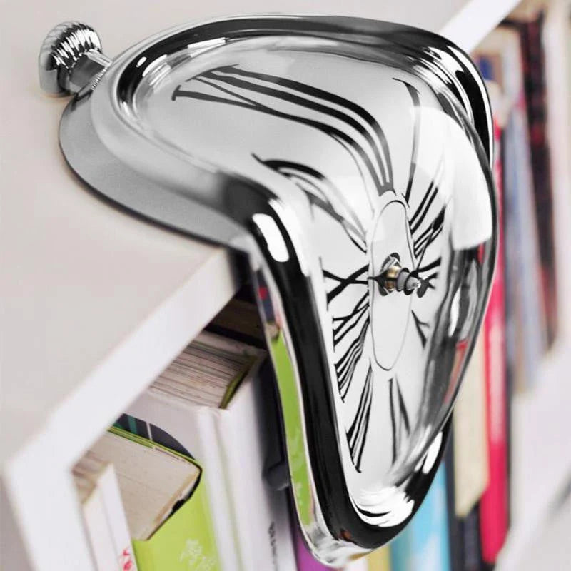 Wall Clock Melting Surreal Design Battery-Operated