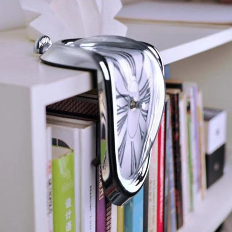 Wall Clock Melting Surreal Design Battery-Operated