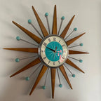 Wall Clock Mid-Century Sunburst Silent Movement