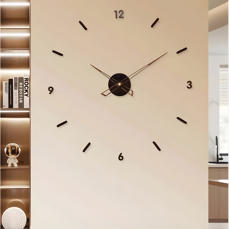 Wall Clock Minimalist 3D Design Silent Quartz Customizable Layout