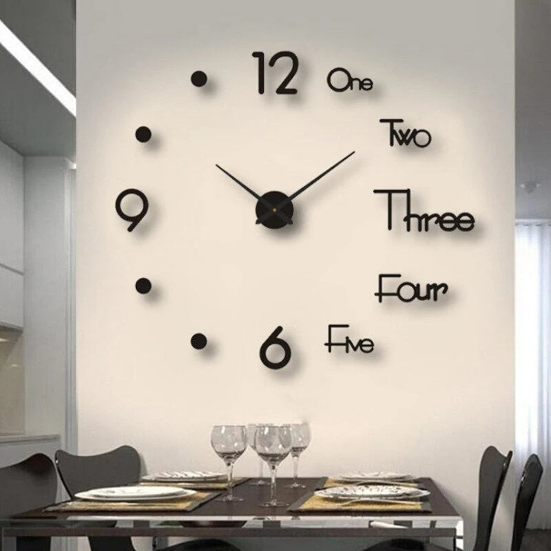 Wall Clock Minimalist 3D Detached Numbers 60-100cm