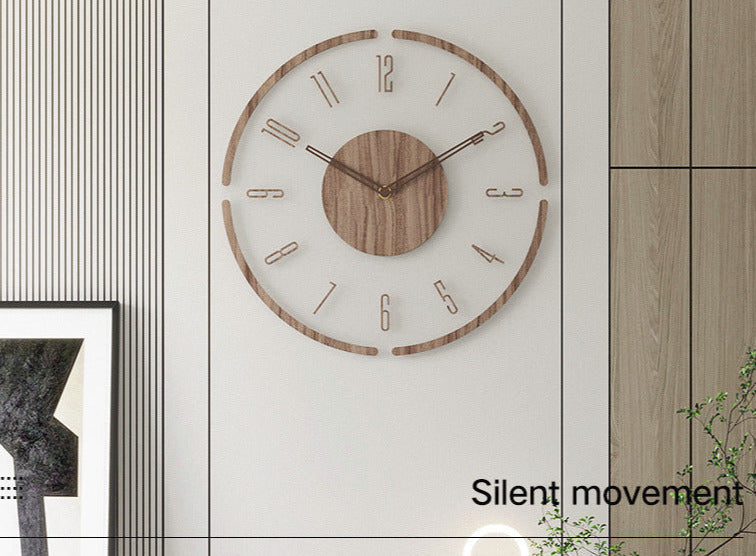 Wall Clock Minimalist Wooden Silent Quartz Clear Face