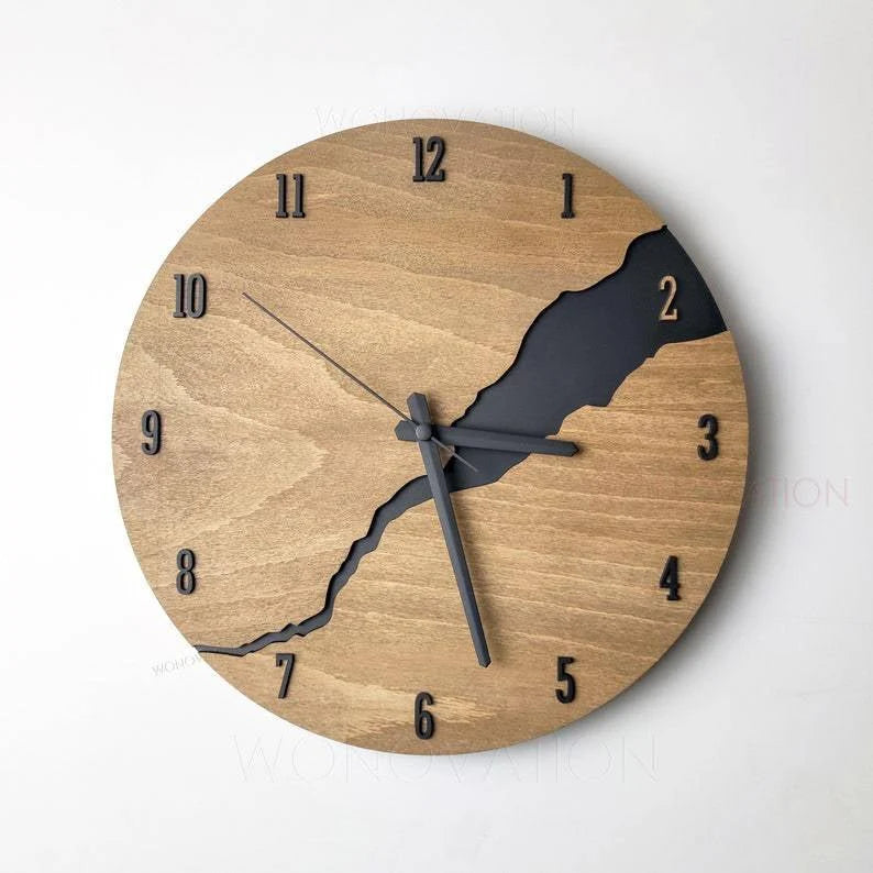 Wall Clock Natural Wood Minimalist Design 11.8 Inch