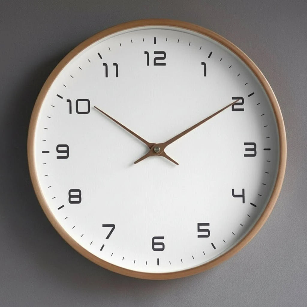 Wall Clock Natural Wood Silent Quartz