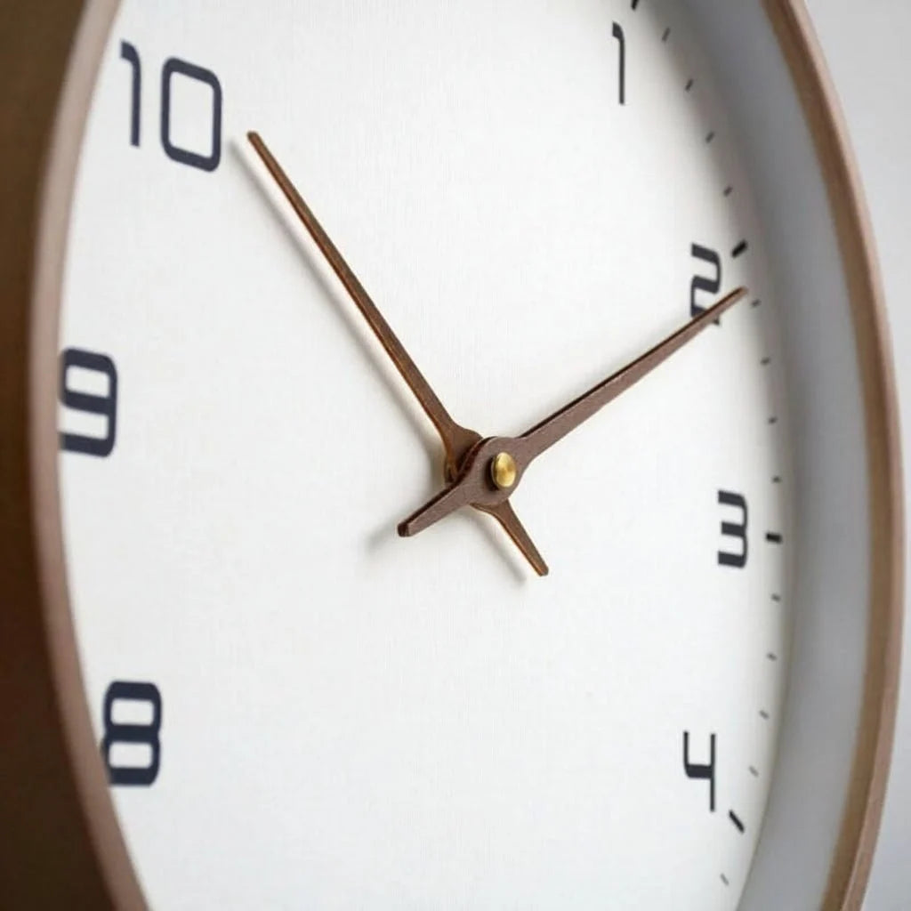 Wall Clock Natural Wood Silent Quartz