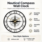 Wall Clock Nautical Compass Silent Movement