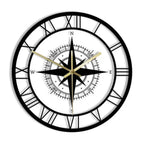 Wall Clock Nautical Compass Silent Movement