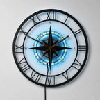 Wall Clock Nautical Compass Silent Movement