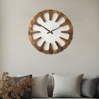 Wall Clock Open Carved Wood Silent Movement