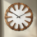 Wall Clock Open Carved Wood Silent Movement