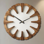 Wall Clock Open Carved Wood Silent Movement