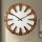 Wall Clock Open Carved Wood Silent Movement